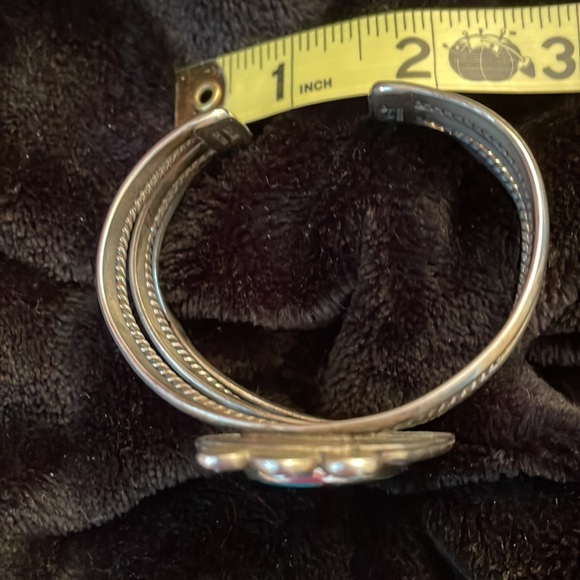 Sterling and Turquoise Native American Cuff Bracelet - Picture 3 of 11